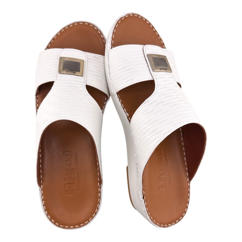 AJYAD Handmade Arabic Sandals For Men | Outdoor Mens Slippers | Everyday Flip Flops Open Toe | Arabic Genuine Shamwa Leather | New Design | Tan Footbed | Comfortable & LightWeight - Image 2